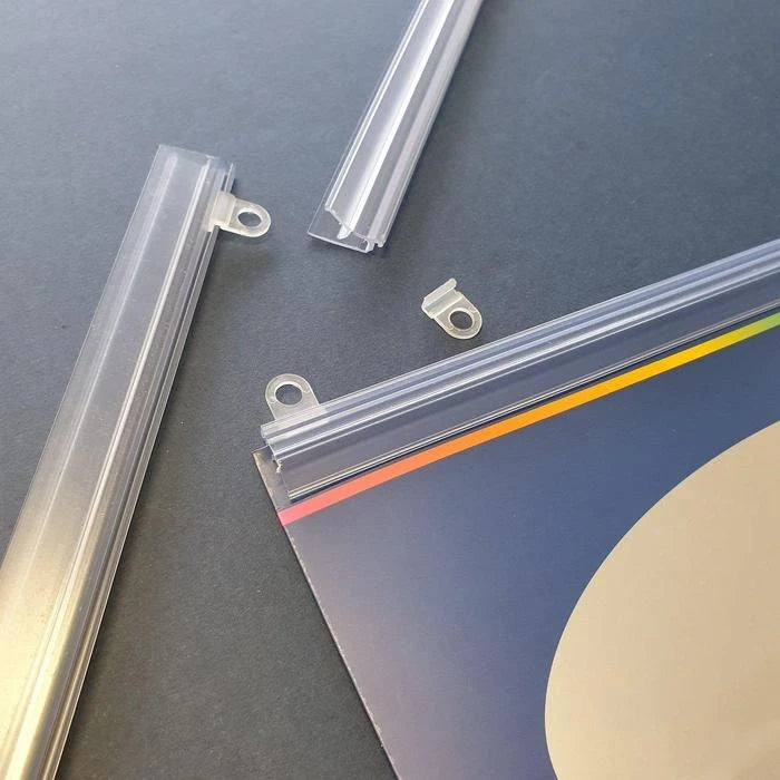 Hookei Ceiling Hanging Poster Rails and Hook Plastic Poster Hanger for Supermarket