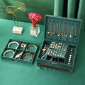 New Green Flannel Jewelry Organizer Box Necklaces Earrings Rings Display Holder Case for Women Large Capacity With Lock