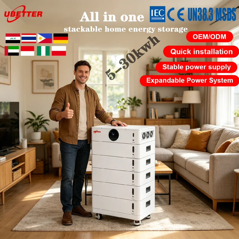 Stock Hybrid Solar System 10kW 10KWH 30kWh OffGrid All-In-One LiFePO4 Battery IP65 100Ah 200AH Home Farm Commercial Energy
