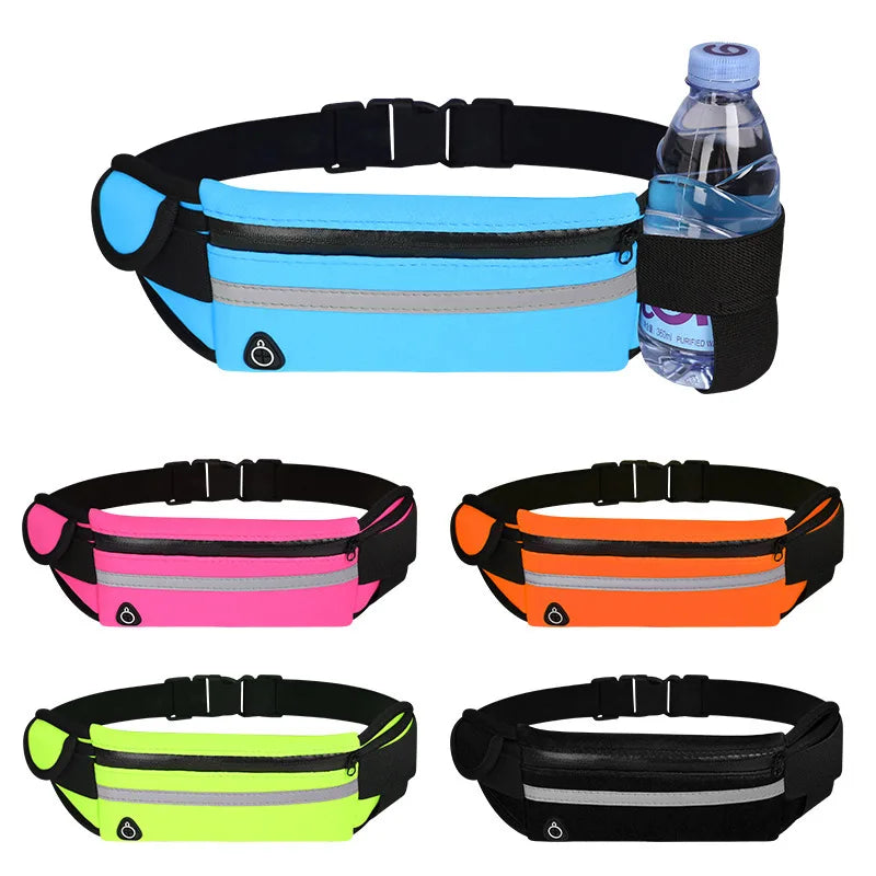 Neoprene Running Belt Workout Exercise Fitness Phone Holder Waist Bag Fanny Pack With Water Bottle Holder