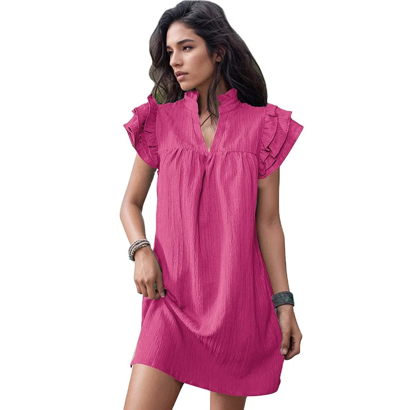 2024 Summer New Cross-border Women's Fashion Collar Solid Color Europe and the United States Dresses