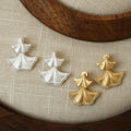 Real Gold Plated Brass Ginkgo - Leaf Earrings - Exquisite Handmade Fashion Jewelry for Women Suitable for Various Occasions