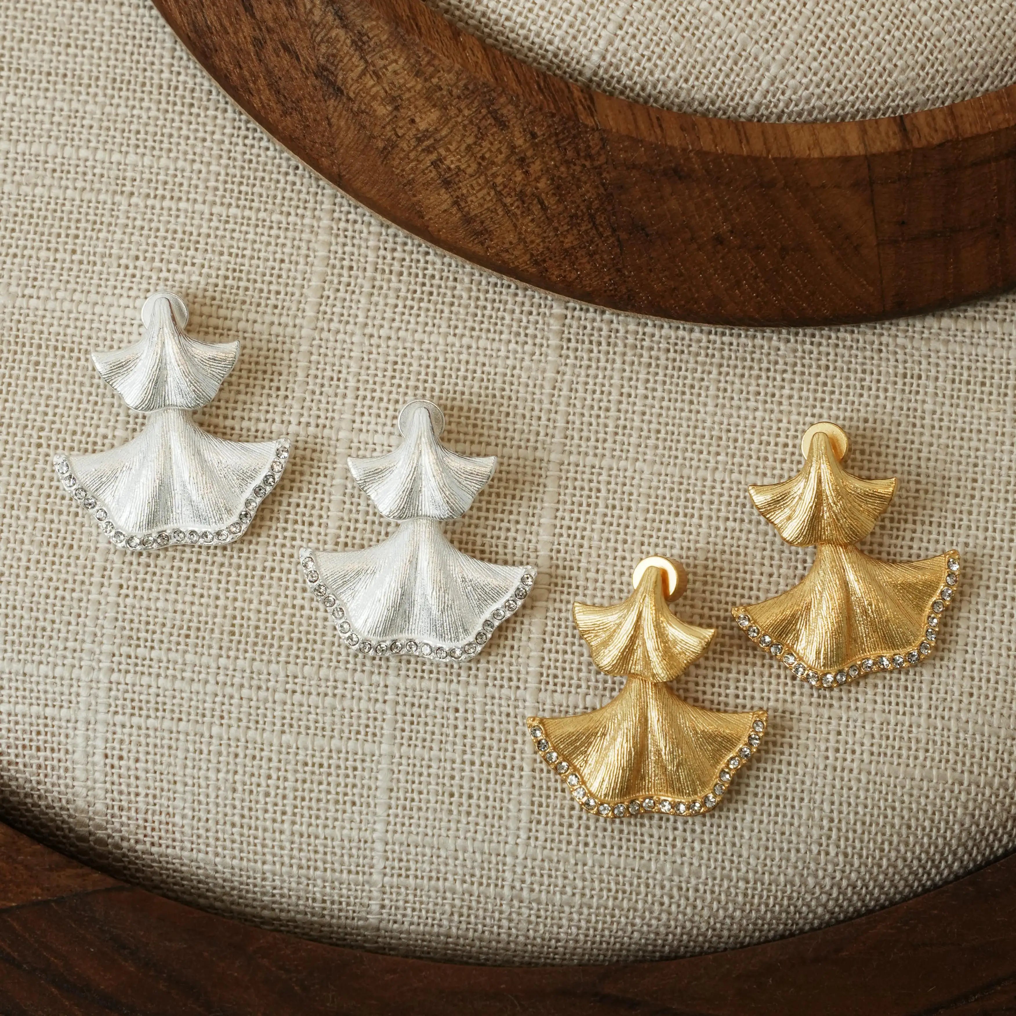 Real Gold Plated Brass Ginkgo - Leaf Earrings - Exquisite Handmade Fashion Jewelry for Women Suitable for Various Occasions