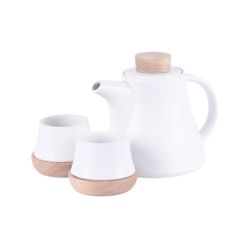 Japanese Style Ceramic Kung Fu Tea & Coffee Set European Afternoon Tea Cup & Saucer Set with Stand Rack Teapot & Jug