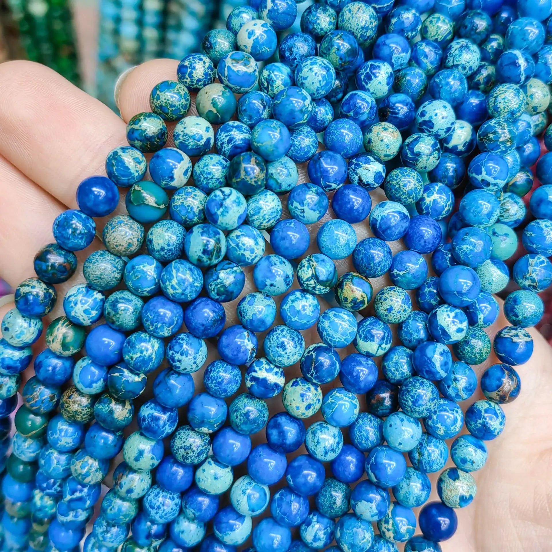 JC Factory Wholesale 4 6 8 10mm Natural Round Beads Jewellery Making Turquoise Round Beads Loose Beads
