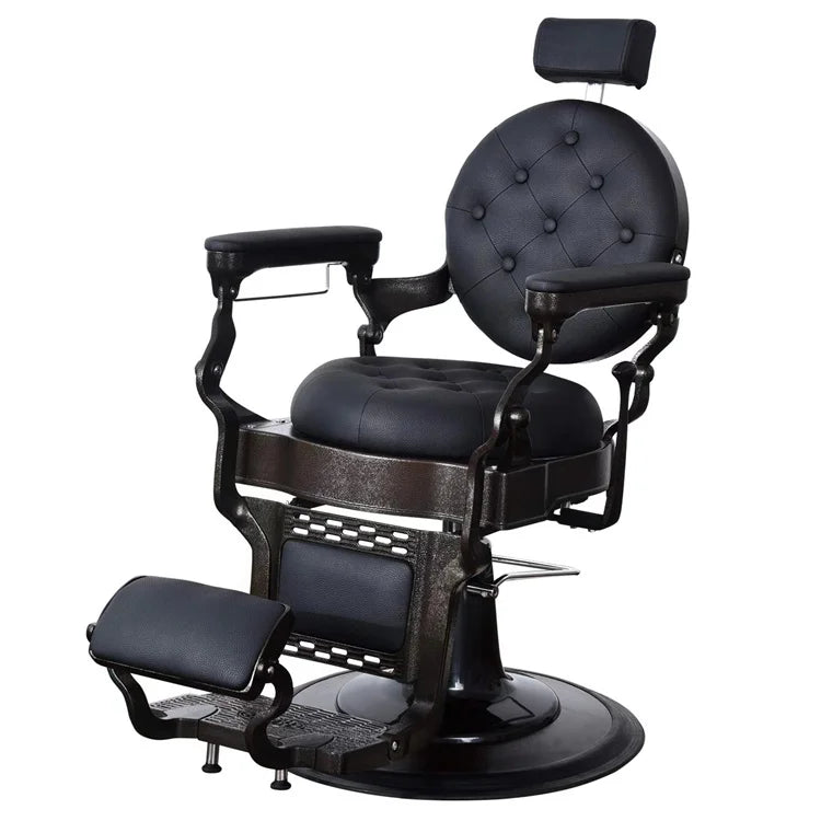 Kisen Luxury Premium New Design Electric Black Retro Barber Shop Chair Mat Salon Furniture