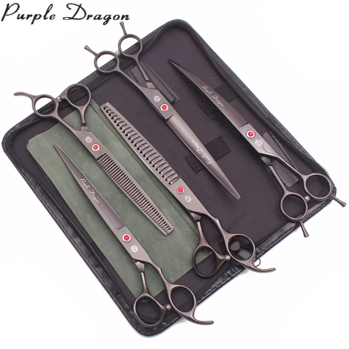 Pet Grooming Kit for Dogs and Cats 8.0" Stainless  Dog Scissors Set Dog Hair Thinning Scissors Curved Shears Z3015