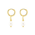 RINNTIN EQE59 Jewelry 925 Sterling Silver Earrings With Pearl Fashion 14K Gold Plated Dorp Pearl Earring for Women