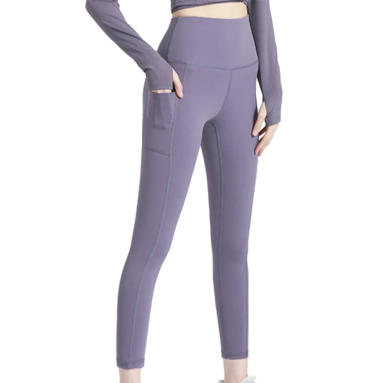 Professional Factory Wholesale Seamless Workout Yoga Pants High-Waisted Leggings Elastic Practical Pockets Mid-Waist Printed