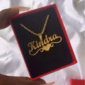 DIY Waterproof Stainless Steel Gold Name Plate Necklace Custom Pendant with Romantic Rope Chain Women's Anniversary Jewelry Gift
