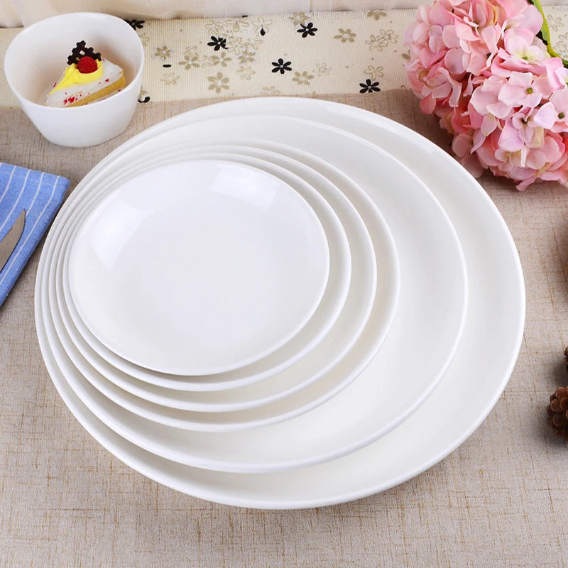 Manufacturer Direct Sales Classic 8 Inch Plain White Ceramic Dinner Plates Customized Logo Eco-Friendly Rice Dish