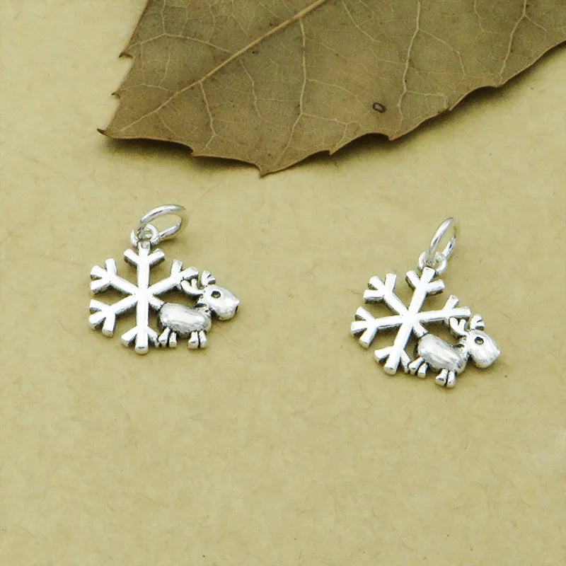 Wholesale Silver Jewelry Findings Making Bracelet Xmas Charm Deer Snowflake Christmas Silver Charms