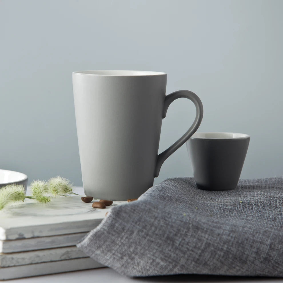 ShengJing Custom Logo Nordic Ceramic Gray Mug Dishwasher Safe Porcelain Water Cup for Restaurant Hotel Cafe Cappuccino