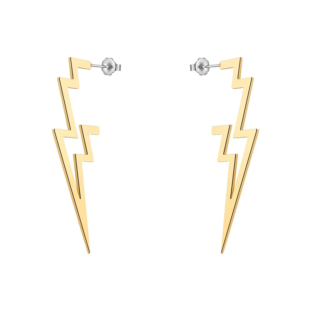 Original Design 18K Gold Plated Stainless Steel Jewelry Pendientes Thunder Star Drop Earring for Women Party Earrings E221463