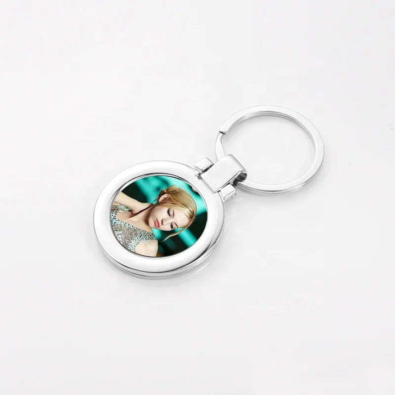 Wholesale Custom Logo Zinc Alloy Promotional Metal Keychain with Thermal Transfer Printing