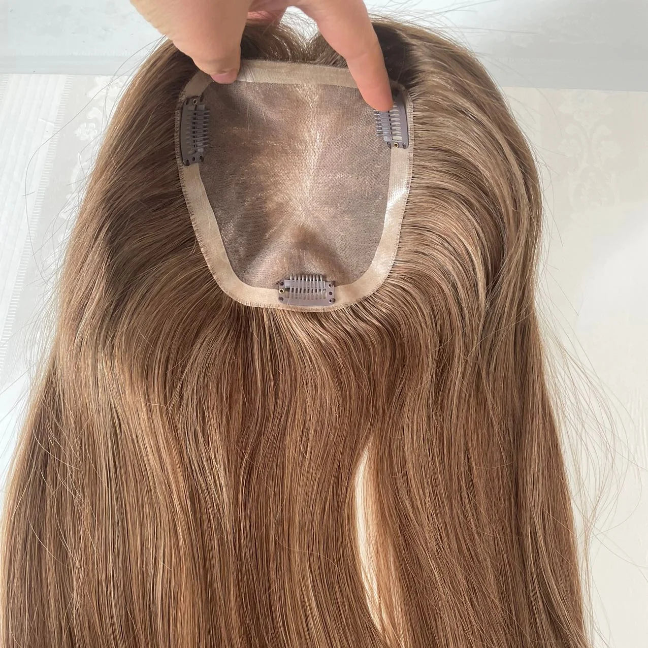 Human Remy Hair Full Lace Toupee Replacement Hair System with 130% Density Mongolian Hair Straight 38MM