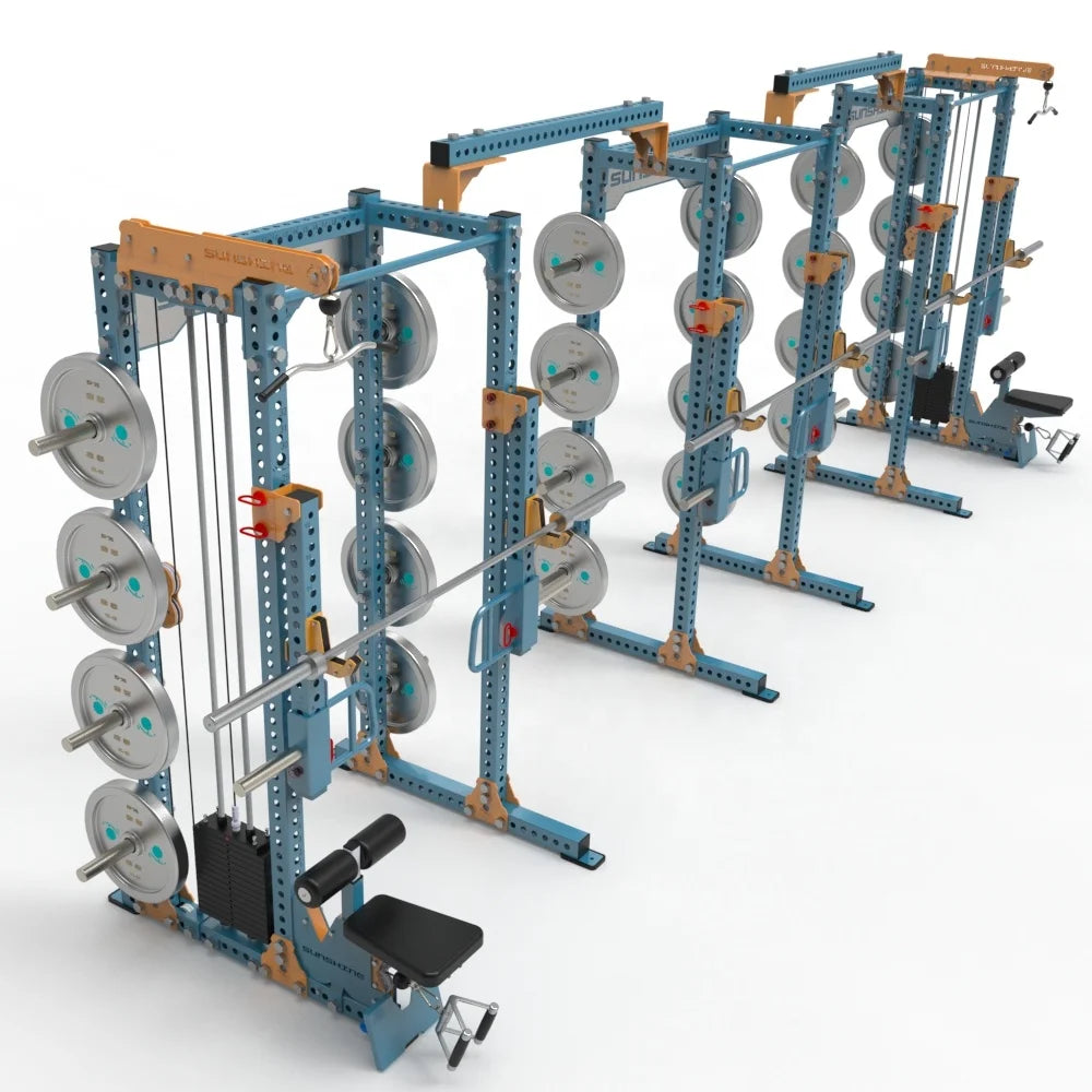 Squat Machine Cable Crossover Multi-functional Steel Power Rack Cage Weight Stacks Functional Trainer Rigs Rack Commercial