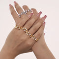 Ins Minimalist Style Branch Leaf Oiling Rings Exquisite Vacuum Plated Stainless Steel Rings Elegant Jewelry for Gifts