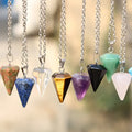 Natural Multi Gemstone Hexagonal Bullet Crystal Hand Carved Eco-Friendly Necklace Pendulums Jewelry Healing Stones Mini Pendant