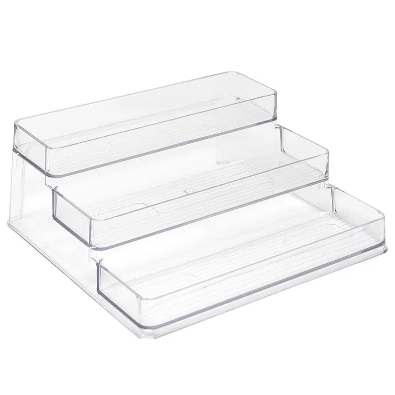 3 Plastic Clear Multifunction Spice Rack Glass Spice-Jar Organizer for Kitchen Pantry Cabinet Shelf-Organizer Bedroom Office