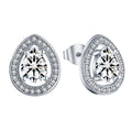 YILUN 925 Sterling Silver Rhodium Plated Teardrop Stud Earrings With Clear CZ Elegant Jewelry for Women