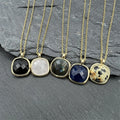 2023 Custom Natural Quartz square Cushion Shape Faceted Gemstone Pendant Labradorite Amazonite Obsidian Stone Jewelry Necklace