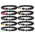Fashion Religion Cross Men Women 8mm Natural Stone Tiger Eye & Black Matte Agate Beads Bracelet Elastic Bracelet Bangle