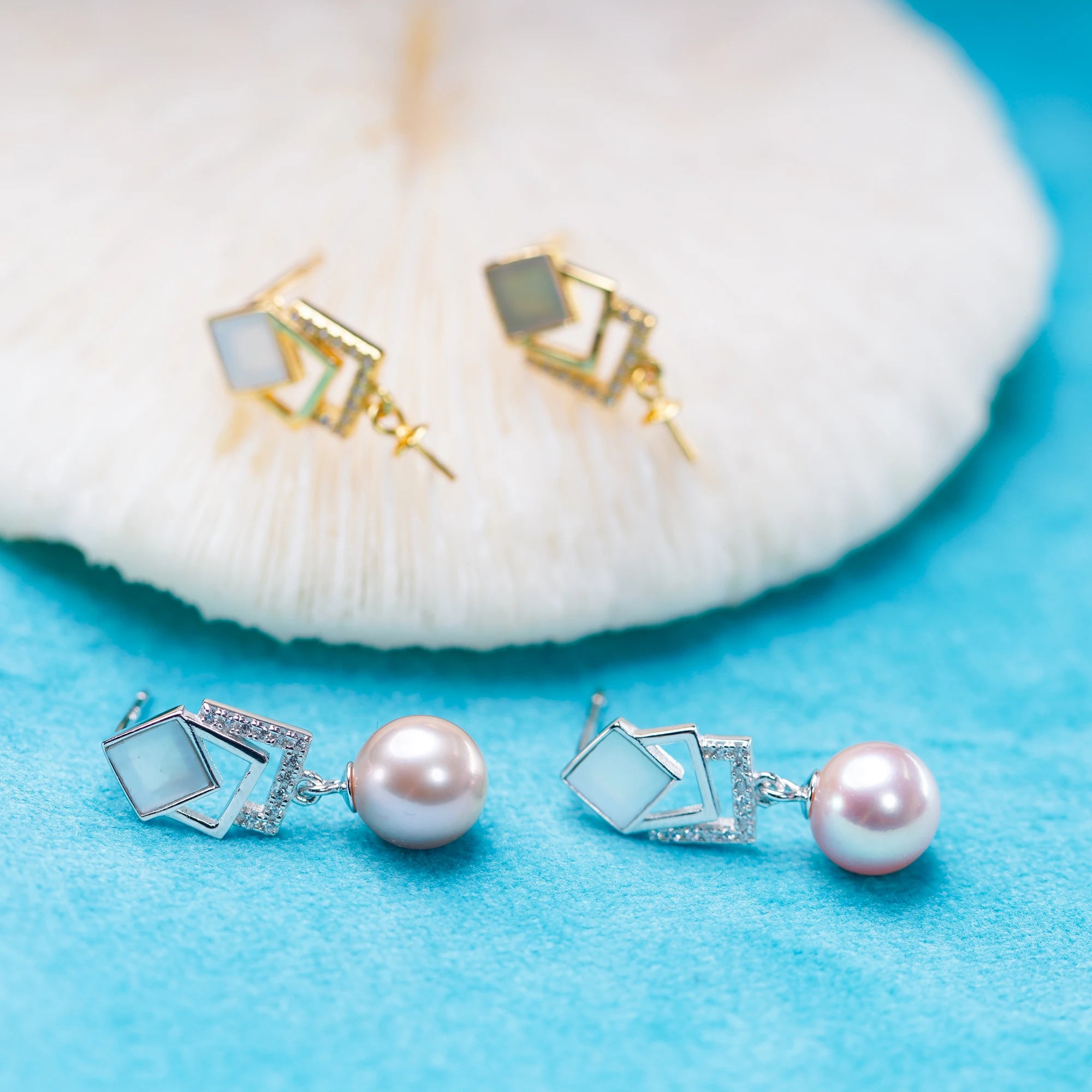 E010905 S925 Pearl Earring 925 Sterling Silver DIY 7-8mm Natural Freshwater Pearl Stud Earring for Women