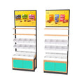 Single Sided Light Duty Steel-wood Combination Convenience Store Display Rack Shelf Hanging Basket Shelf Supermarket Direct