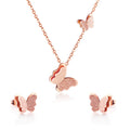 Fashion StainlessChoker Necklace Steel Butterfly Necklace Earring Bundle Set Jewelry Set Butterfly Pendant Necklace