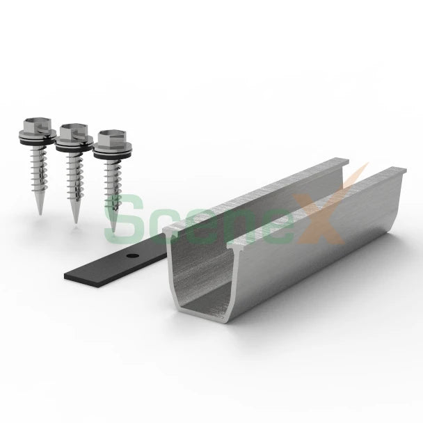 Solar Mounting 20cm U Shaped Short Rail Mount Aluminium Short Rails Suitable for Color  Steel Tile  and Iron Roof Installation