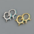 Fashion Punk 925 Sterling Silver 18k Gold Simple Blue Pine Zircon Huggie Hoop Earrings