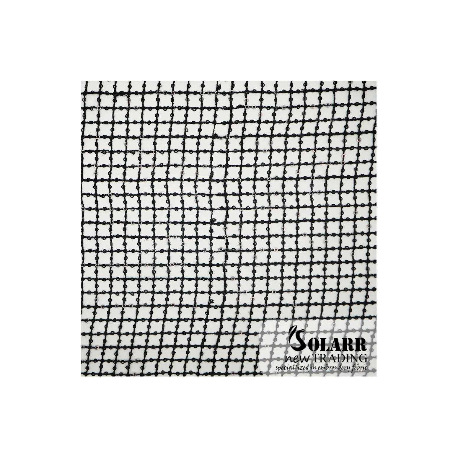 China Shaoxing Textile Polyester Shiny Black Sequin Lace Fabric Black for Wedding Party Lady Wear