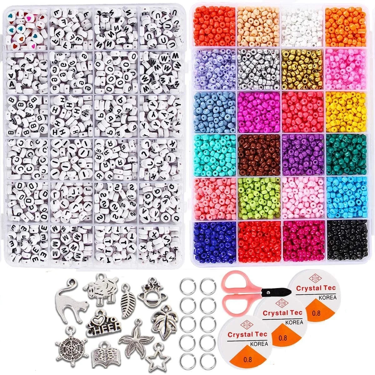 DIY Jewelry Making Kit Beads Bracelets Making Kit Acrylic Glass Pony Beads Alphabet Letter Charm Beads