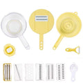 8 in 1 Round Wheat Straw Multifunctional Manual Mandoline Food Fruit Vegetable Chopper Potato Cutter Grinder Basket Slicer