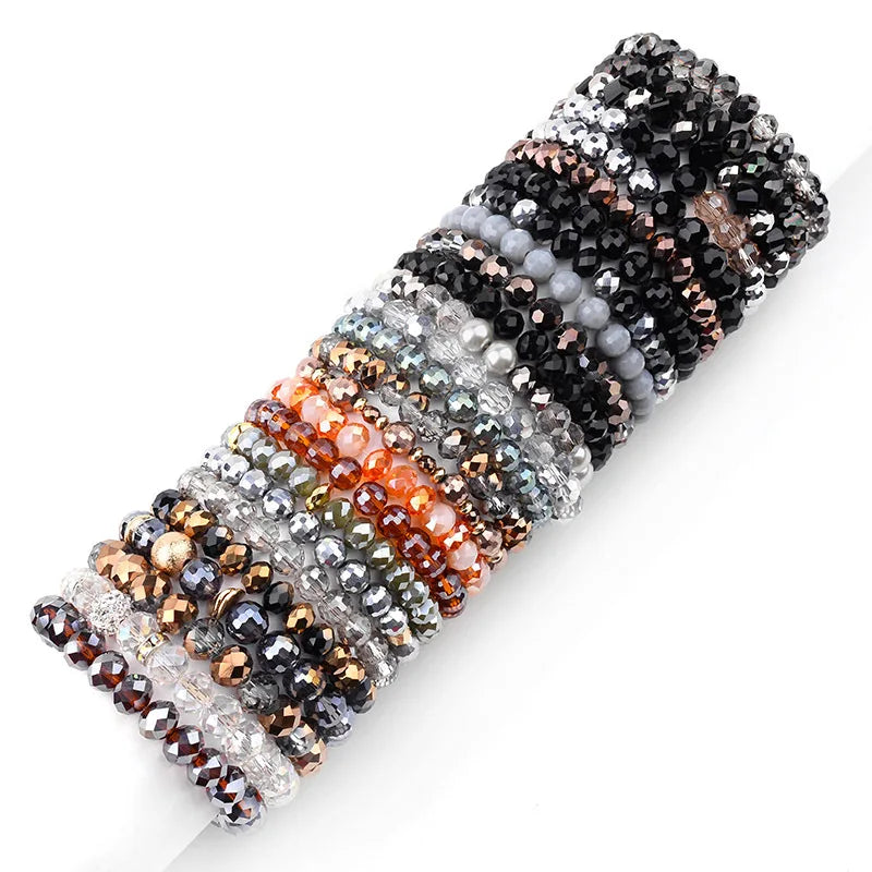 Wholesale Faceted Rondelle Beads Colorful Glass Beads Bracelet Women and Men Crystal Beads Bracelet