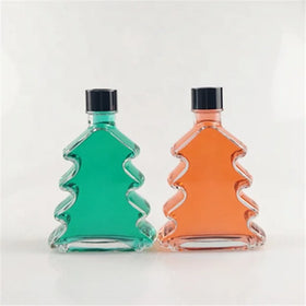 200ml Christmas Tree Shaped Reed Aroma Diffuser Glass Bottle with Screw Black Metal Lid