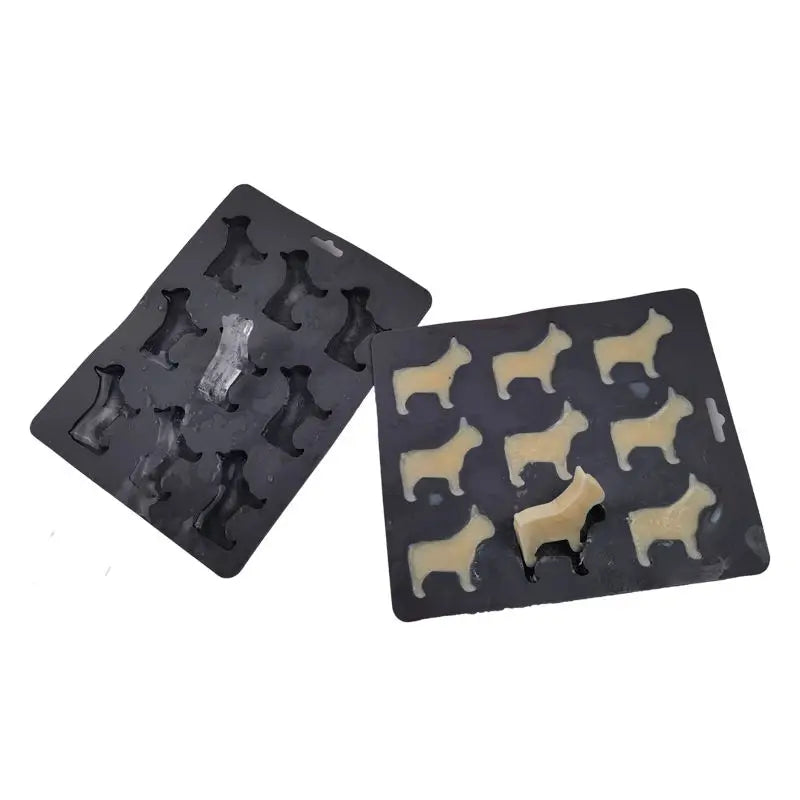 Silicone Ice Cube Molds for Making Chocolate Candy Molds Cookie 9 Cavity BullDog Ice Tray With Lid
