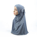 Wholesale Flower  Rhinestone Girls 10 Years School Kids Muslim Jersey Viscose Hijab Caps Instant Hijab