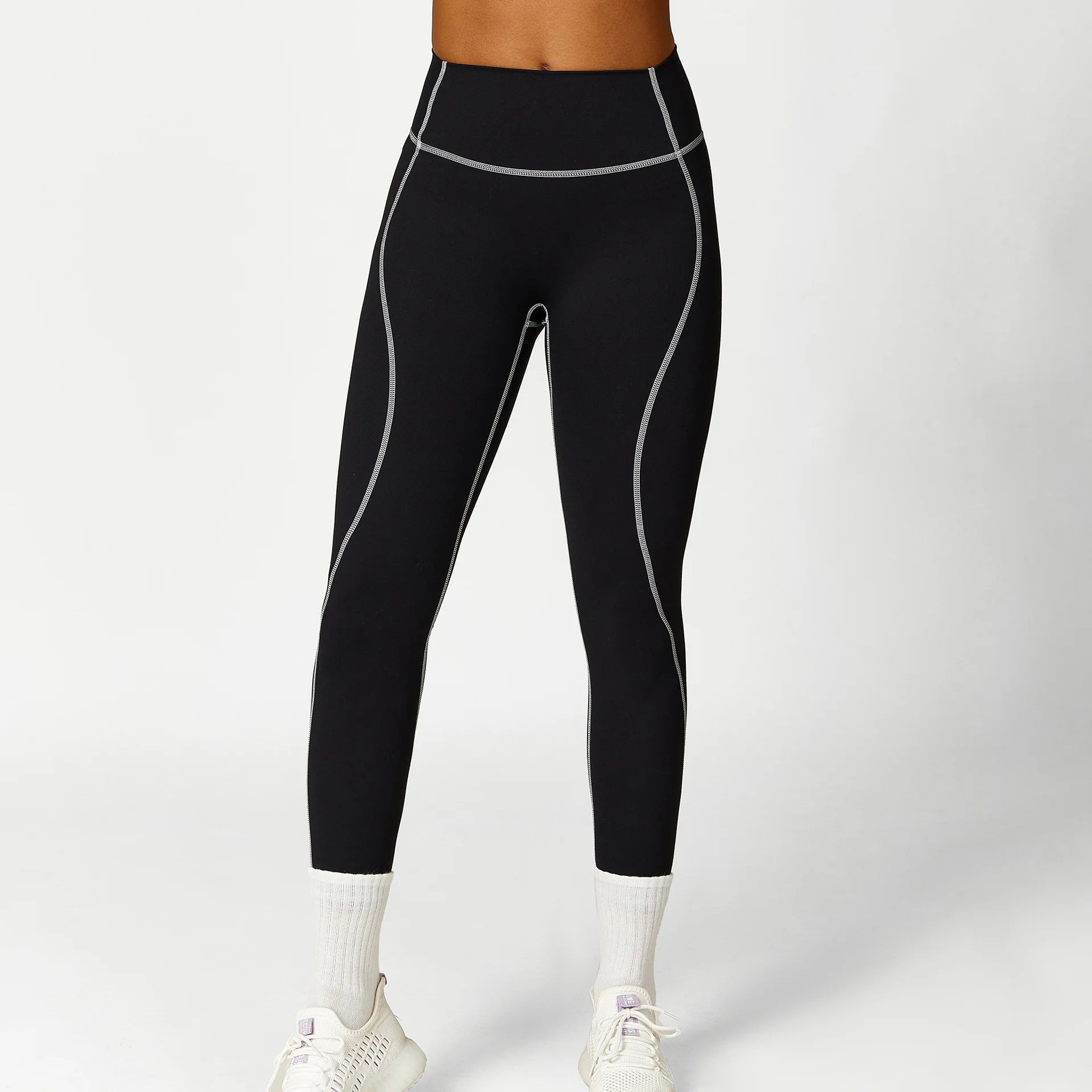 High Quality Women's High Waist Running Fitness Yoga Leggings Customizable Ready to Ship Solid Pattern Elastic Waist Closure