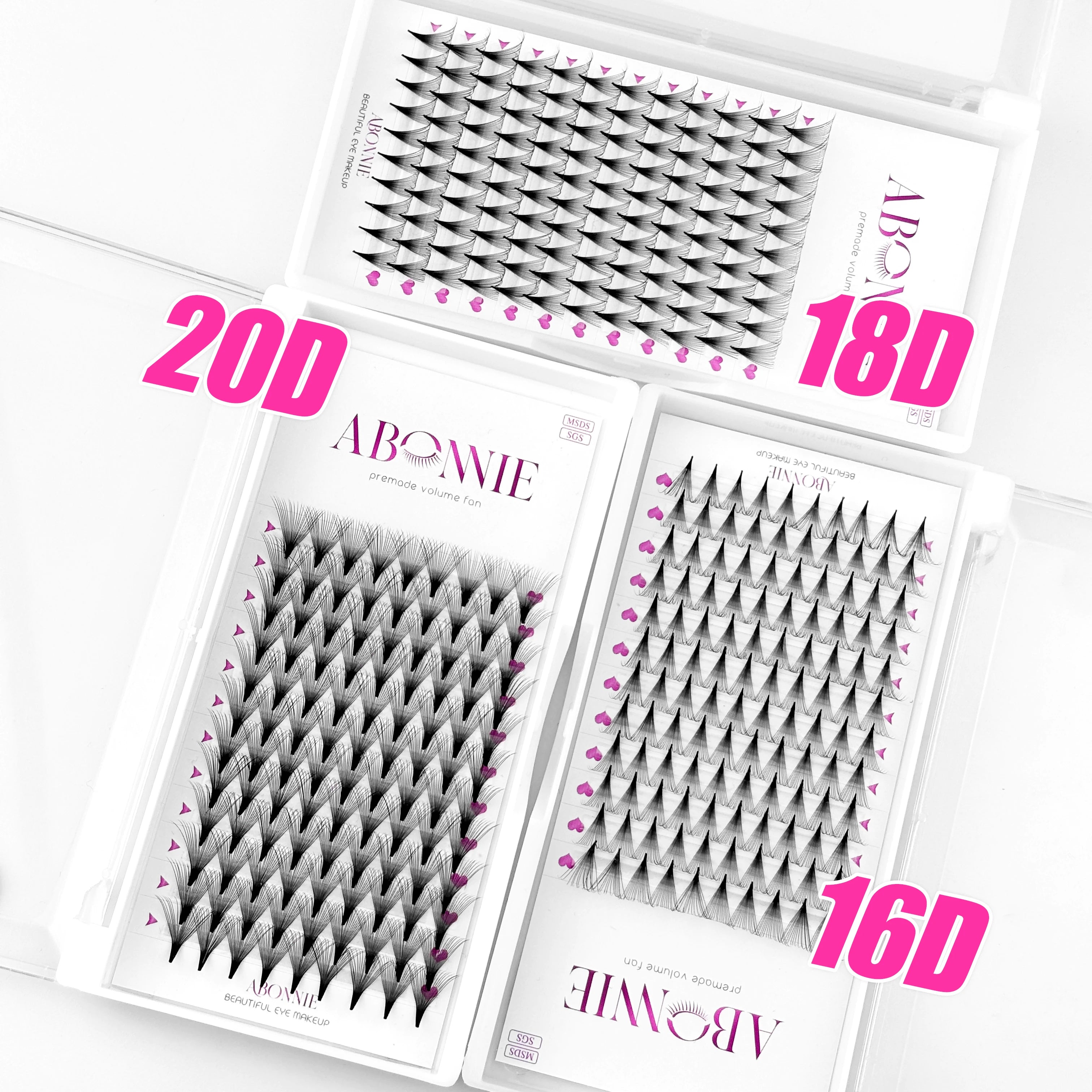 Abonnie 8D 9D Super Soft Premade Volume Fans Long Stem Promade Lash Extension 12D Wholesale False Eyelashes Pre Made Fan
