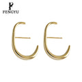 18K Gold Geometrical C Shape Earrings Womens 925 Sterling Silver Minimalist Hoop Earring Custom Designer Fine Jewelry Wholesale