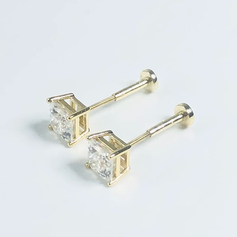 XINGYUE GEMS Wholesale Vvs Moissanite Earrings Screw Back  4 Claw 14K Plated Diamond Stud Earrings Trendy Jewelry