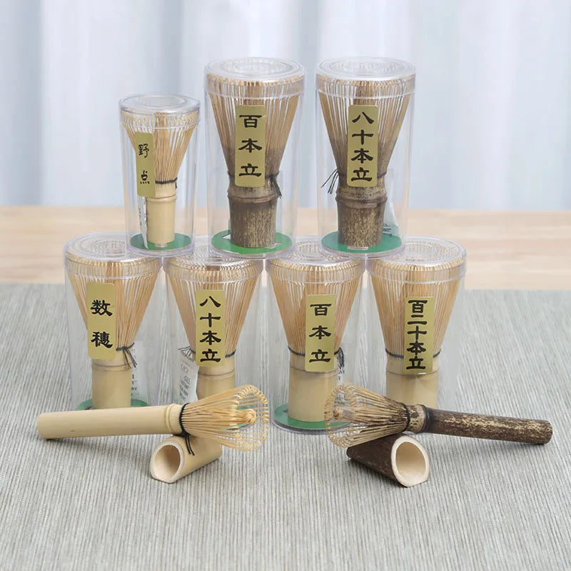 Customized Logo Green Tea Natural Bamboo Tea Whisk Japanese Ceremonial Matcha Bamboo Chasen 100 Prong Matcha Whisk