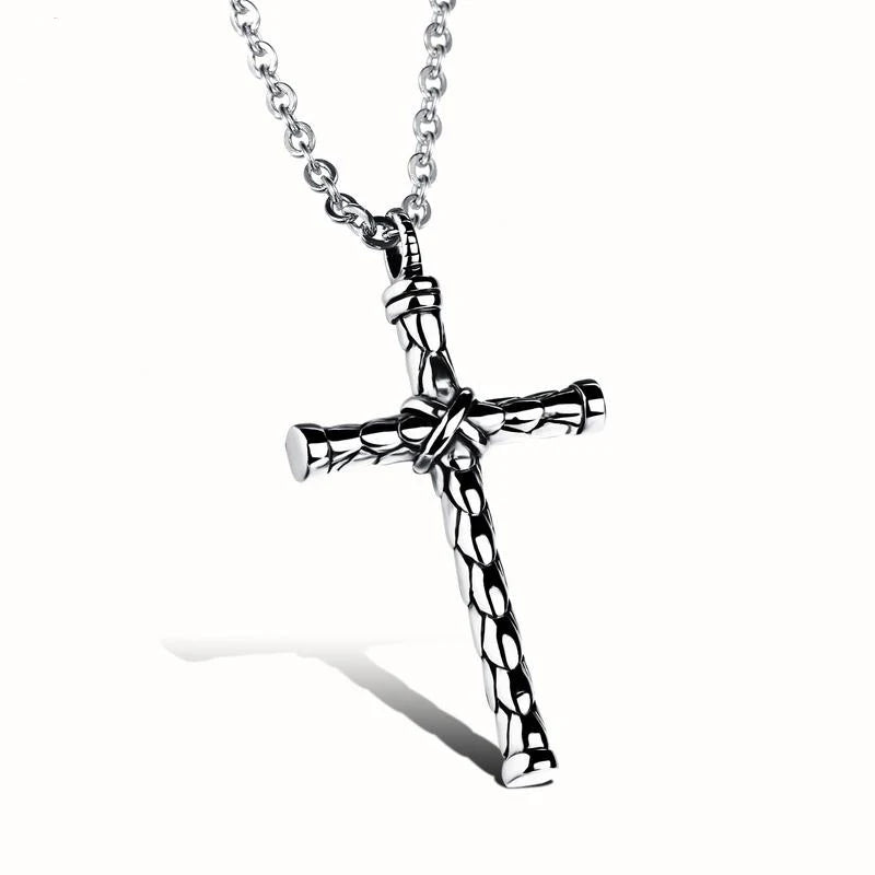Wholesale Jewelry Vintage Stainless Steel Chain Jewelry Cross Silver Necklace for Men