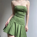 Custom Summer Off Shoulder Tube Dress Pleated Mini Dress Breathable Cotton Women's Summer A-linen Mini Dress