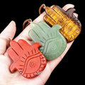 Wholesale Spiritual Healing Rose Quartz Stone Hamsa Hand Crystal Pendant Lucky Jewelry for Gift