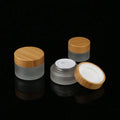 50g Frosted Glass Bamboo Wooden Cream Jar Luxury Bamboo Cosmetic Jar with Bamboo Lid