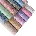 Hot Fluorescent Reflective Super Colorful Multicolored Sequins Chunky Glitter Faux Artificial Leather Fabric