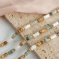 Waterproof 18k Gold Plated Stainless Steel Necklace Bohemian Multicolor Natural Stone Handmade Beaded Chokers Necklace for Women